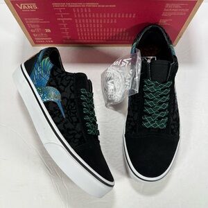Vans Old Skool Dia De Los Muertos Day Of The Dead Black Blue Sneakers Women 8